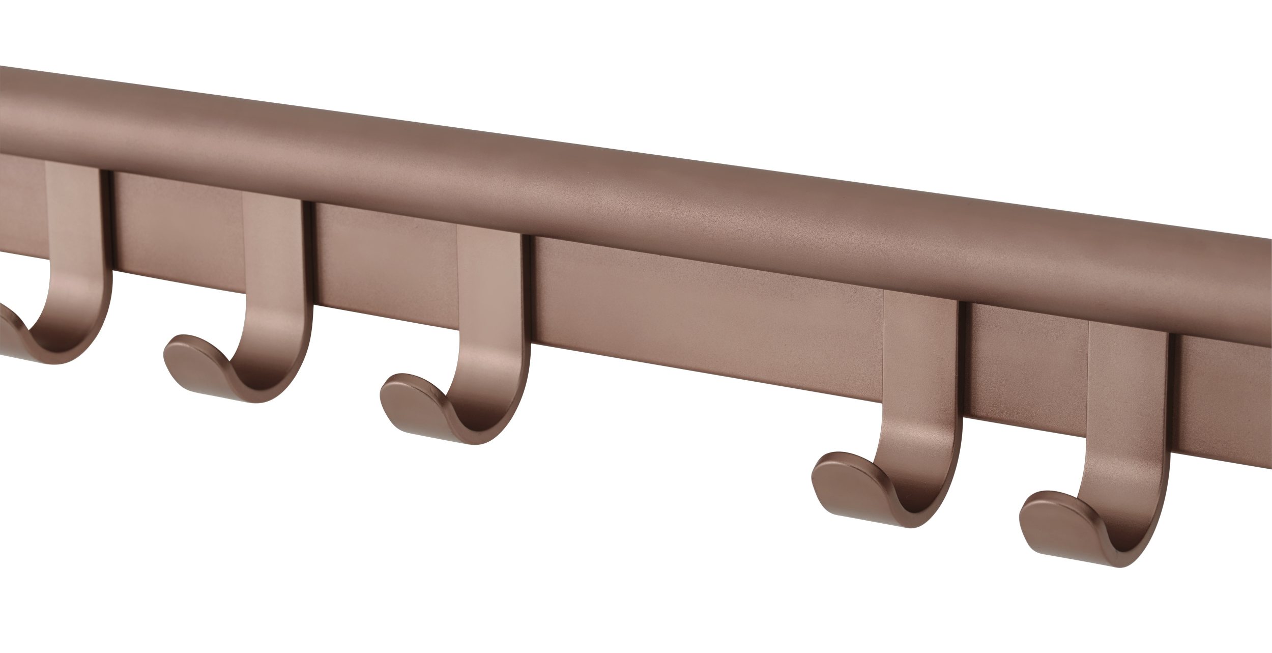 Muuto Coil Coat Rack Wandgarderobe in Bronze, Detailaufnahme der Haken für Jacken und Mäntel.