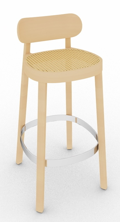 Holzstuhl mit Rückenlehne und Wiener Geflecht Sitzfläche, Thonet Design, ideal für Küche und Bar.