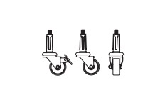 4er Set Rollen für Eiermann Tischgestell: Detailansicht der Tischrollen für flexible Büromöbel.