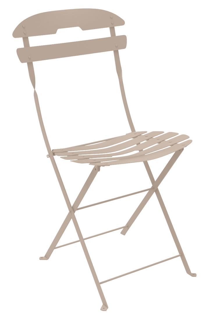 La Môme Klappstuhl von Fermob, Outdoor Stuhl aus Metall in Beige. Gartenmöbel für Balkon.