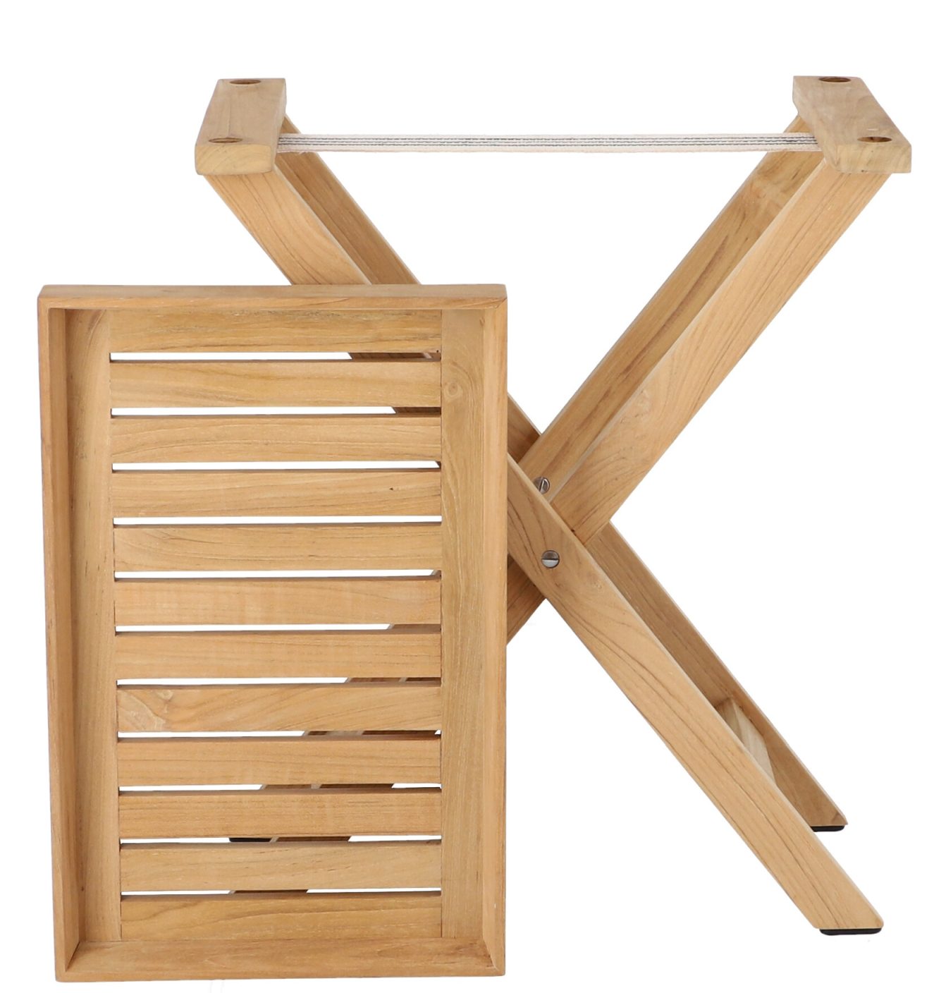 Chio Klapptisch von Jan Kurtz für den Outdoor-Bereich aus Teakholz, zusammengeklappt.