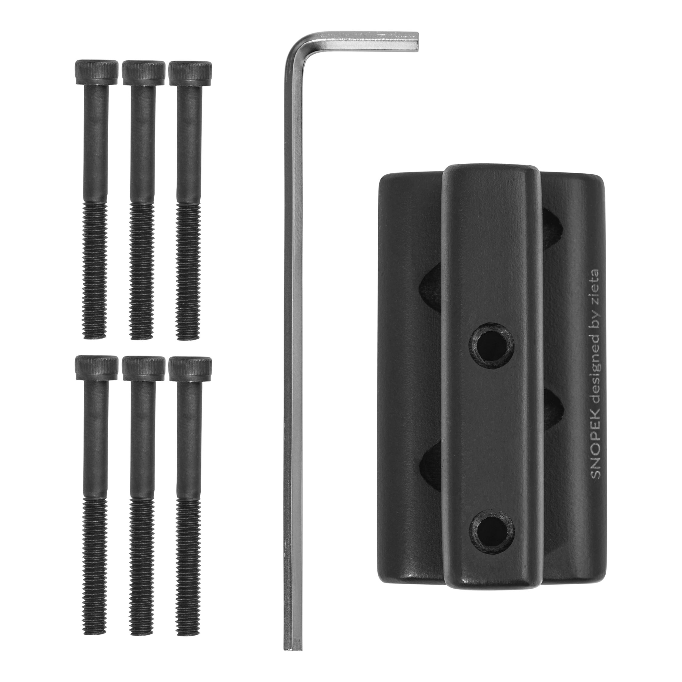 Zubehör für Zieta Snopek Garderobenständer: Schrauben, Inbusschlüssel und Verbinder für die Wandmontage.