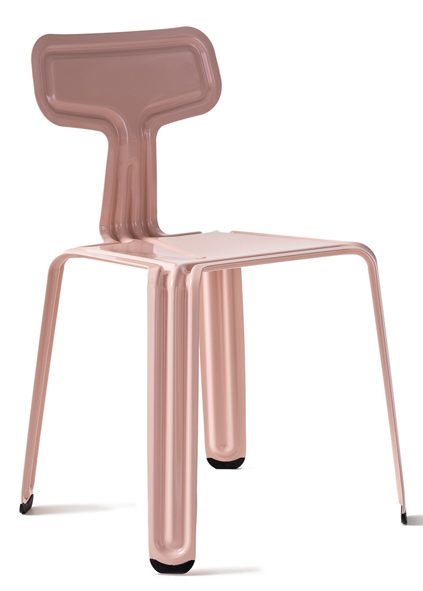 Pressed Chair Stuhl von Nils Holger Moormann, rosafarben, moderner Designstuhl für Esszimmer und Wohnbereich.