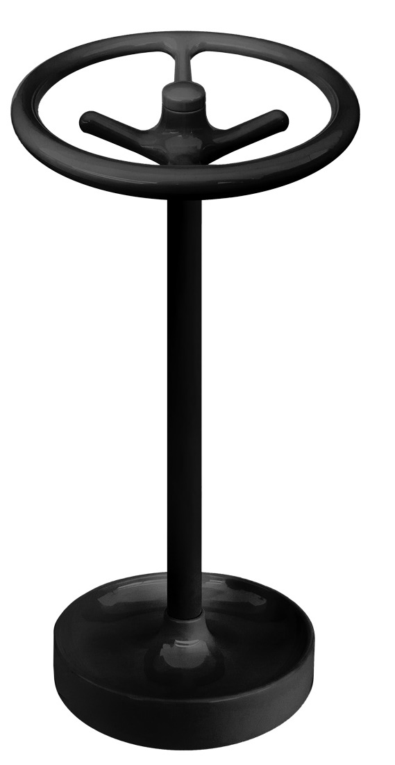 Schwarzer Bip Schirmständer von Rexite, H 56 cm, mit rundem Griff und Auffangschale.