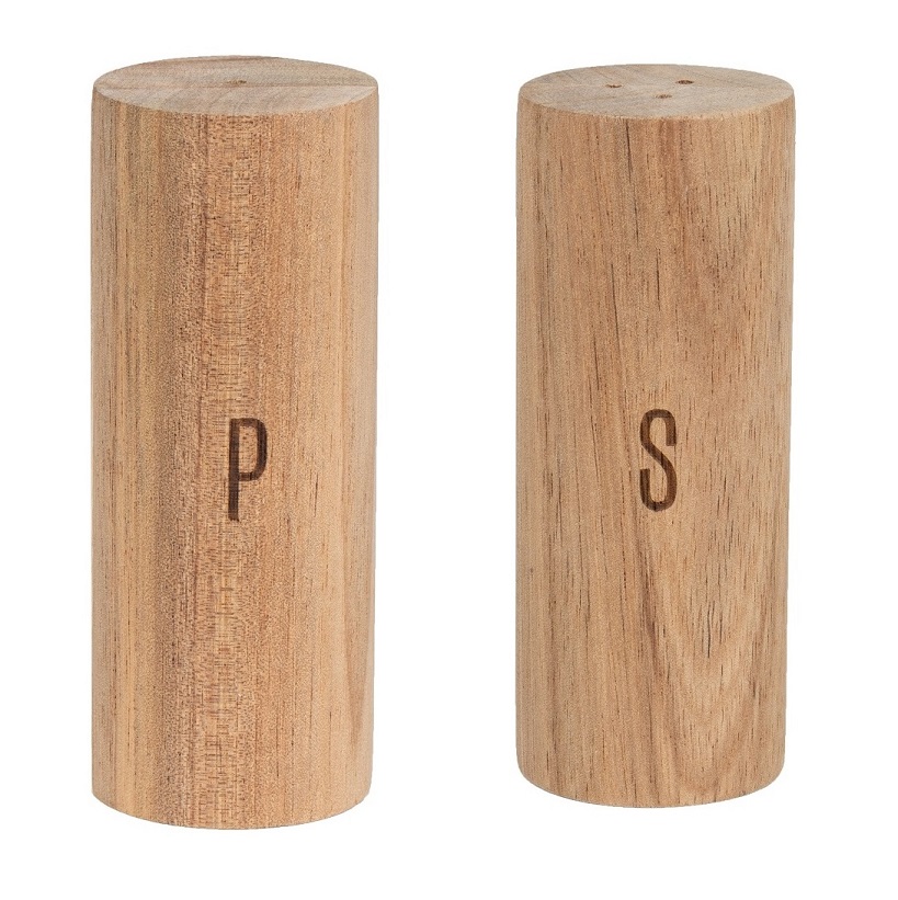 Räder Salz und Pfeffer Streuer Set aus Holz mit "S" und "P" Gravur.