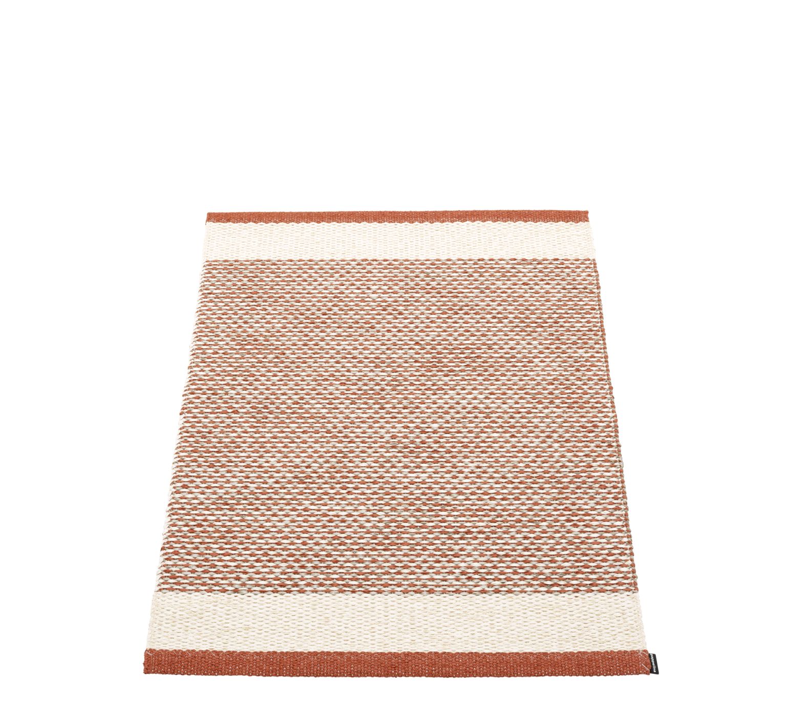 Pappelina Teppich Edit in Braun-Weiß, 60x85 cm. Gewebter Teppich für Küche, Bad oder Flur.