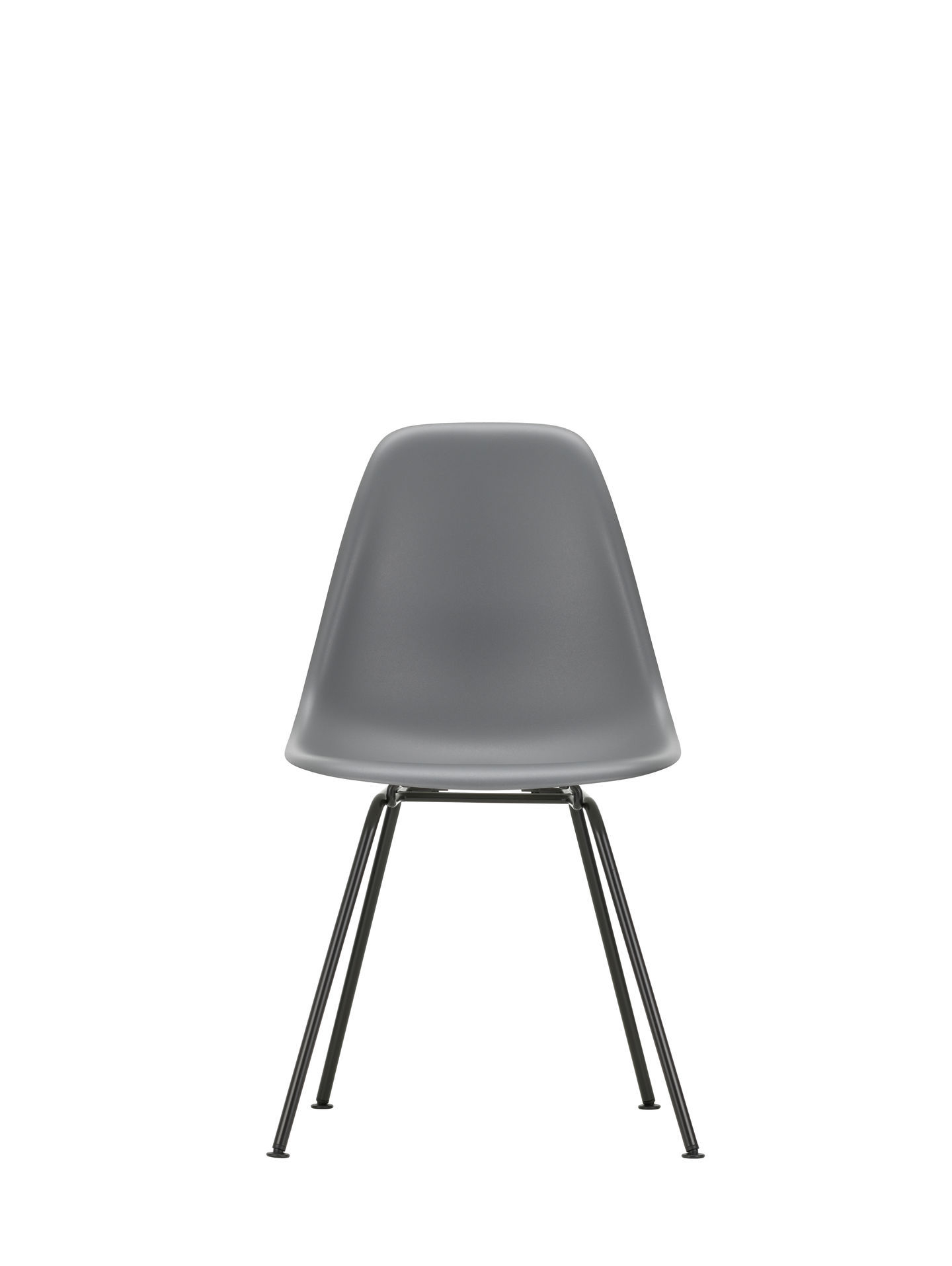 Eames Plastic Side Chair in Granitgrau mit schwarzem Untergestell, moderner Designstuhl für Wohn- und Esszimmer.