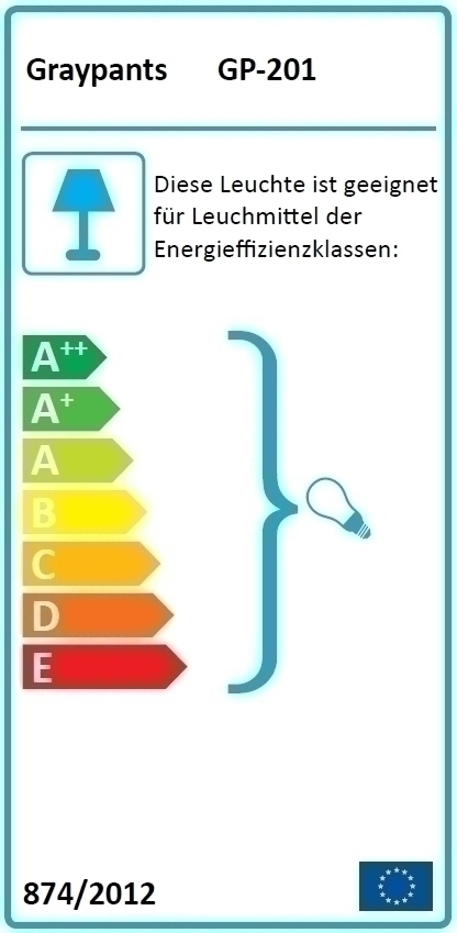 Energieeffizienzlabel der Graypants Sun32 Scraplights Hängeleuchte, geeignet für Leuchtmittel A++ bis E.
