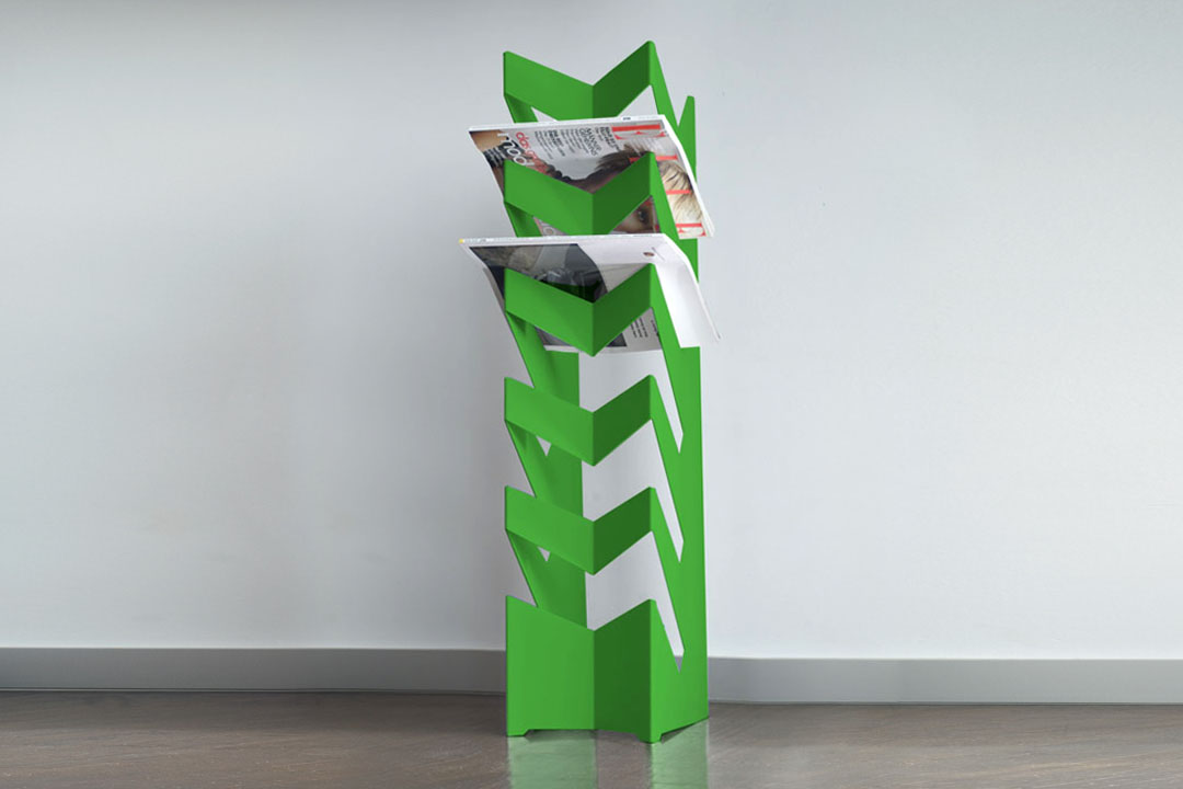 Grüner News Boden Zeitungsständer mit Zeitungen, moderner Zeitschriftenständer für Wohnzimmer und Büro.