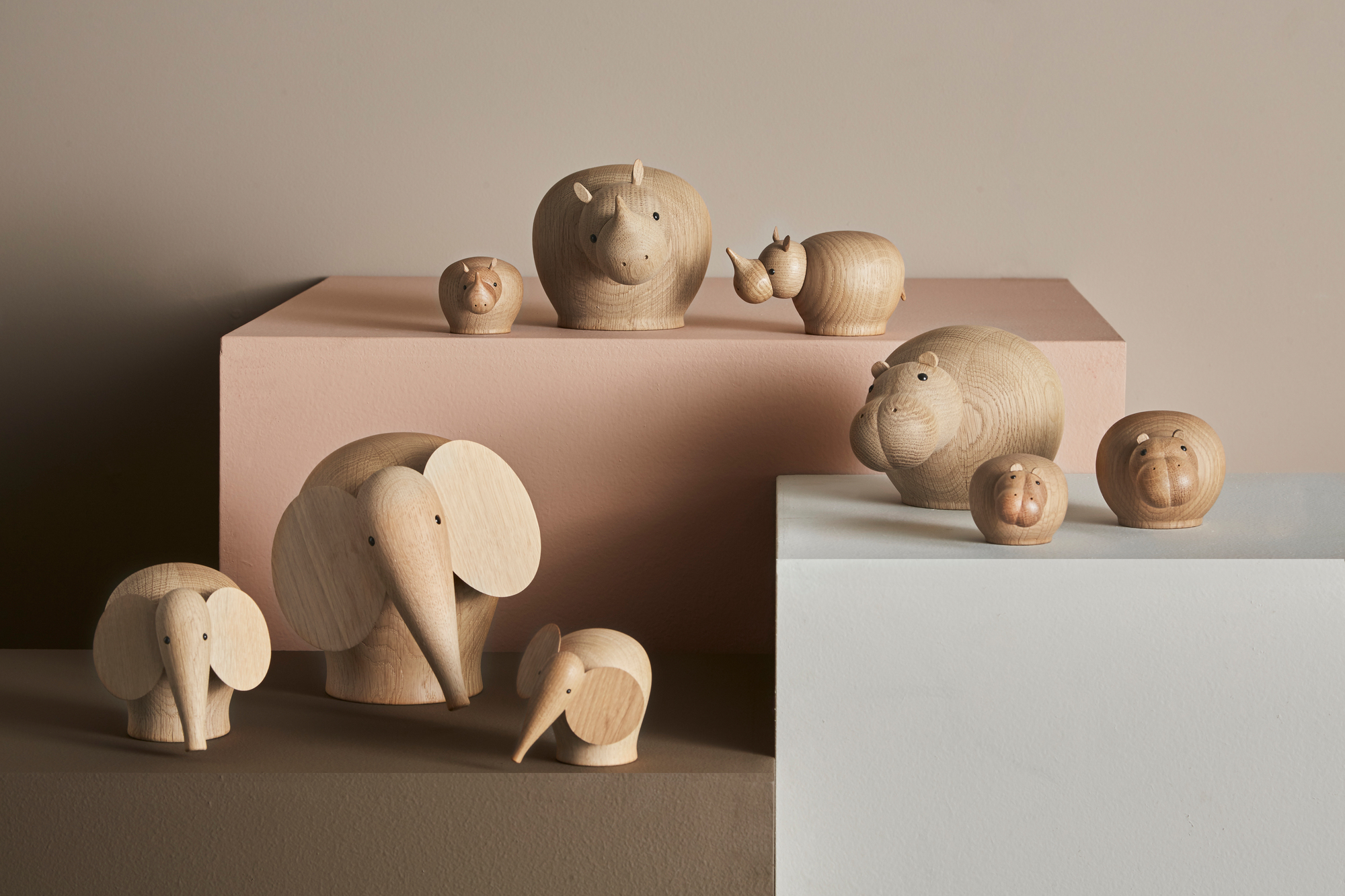 Nunu Elephant Holzelefant Mini Woud und andere Holztiere: Elefant, Nashorn, Nilpferd als Deko-Figuren.