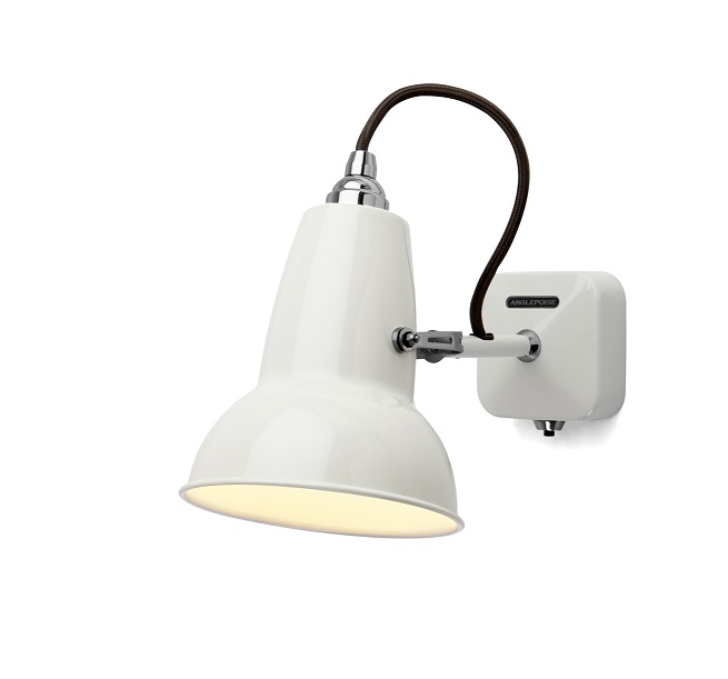 Weiße Anglepoise Wandleuchte Original 1227 Mini, flexible Leuchte für Wandmontage.
