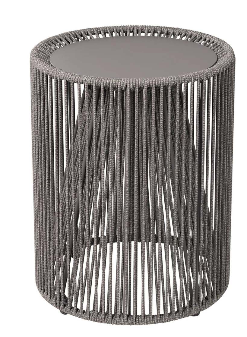 Blomus Rope Beistelltisch, grauer Outdoor-Tisch mit Seil-Design, H 43 cm, modernes Möbelstück.