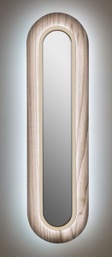 Lens LED Wandleuchte von LZF Lamps: Ovaler, gestreckter Metallring in Elfenbeinweiß und Grau. Moderne Wandbeleuchtung.