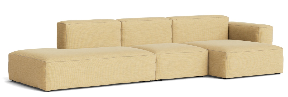 Mags Soft Sofa 3-Sitzer Combination 4 Low Armrest Armlehne rechts Hay Stoff Yuma 833 mit Beige Naht