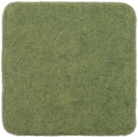 Detailaufnahme des grünen myfelt Kaspar Filzteppichs, rechteckig, 180x260 cm, für Wohnzimmer und Schlafzimmer.