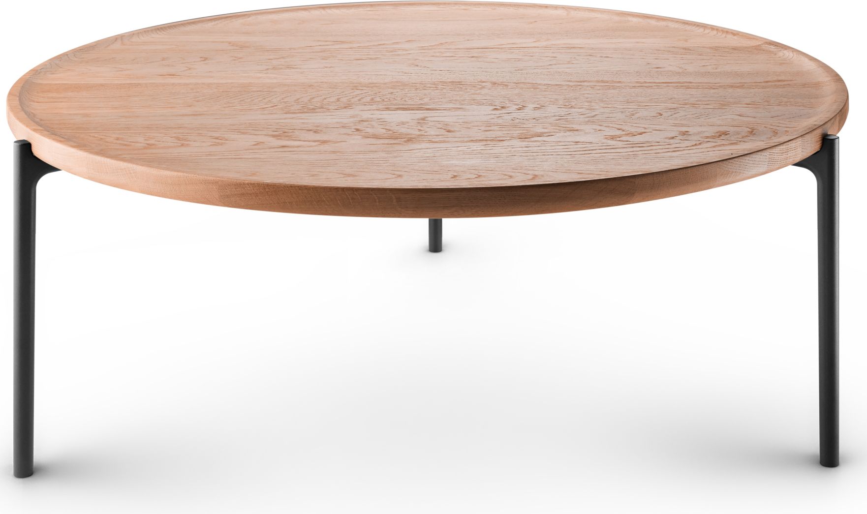 Savoye Tisch von Eva Solo: Runder Esstisch aus Eichenholz mit schwarzem Metallgestell.