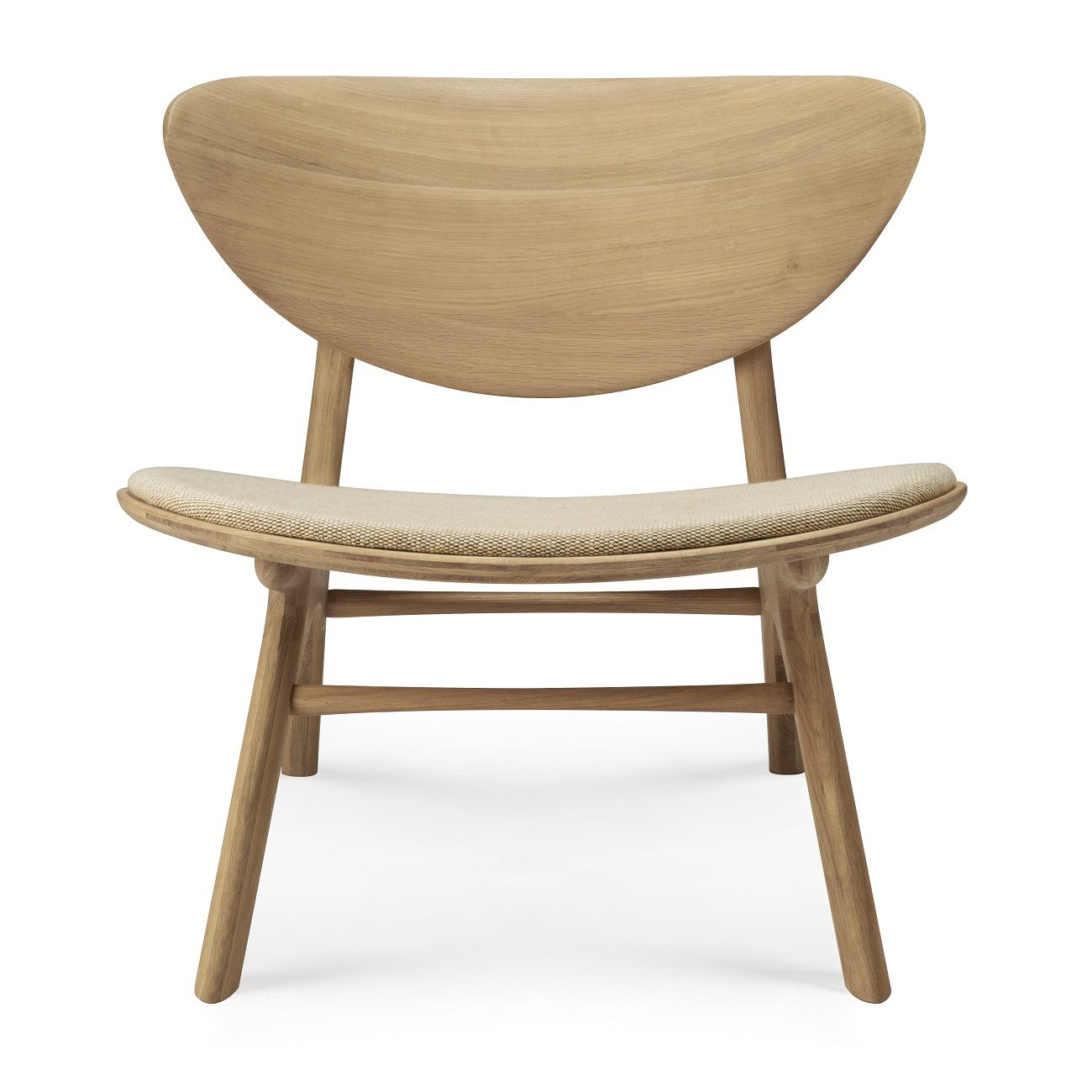 Eye Loungesessel aus Eiche mit Off-White Stoffbezug von Ethnicraft, modernes Designmöbel für Wohnzimmer.