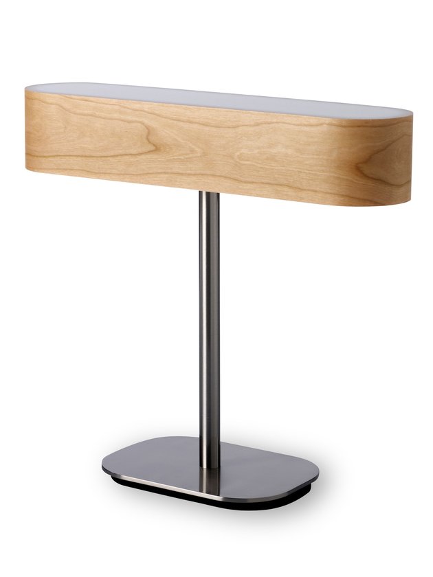 I-Club Tischleuchte von LZF Lamps: Moderne Holz-Tischlampe mit Metallfuß für stilvolle Beleuchtung.