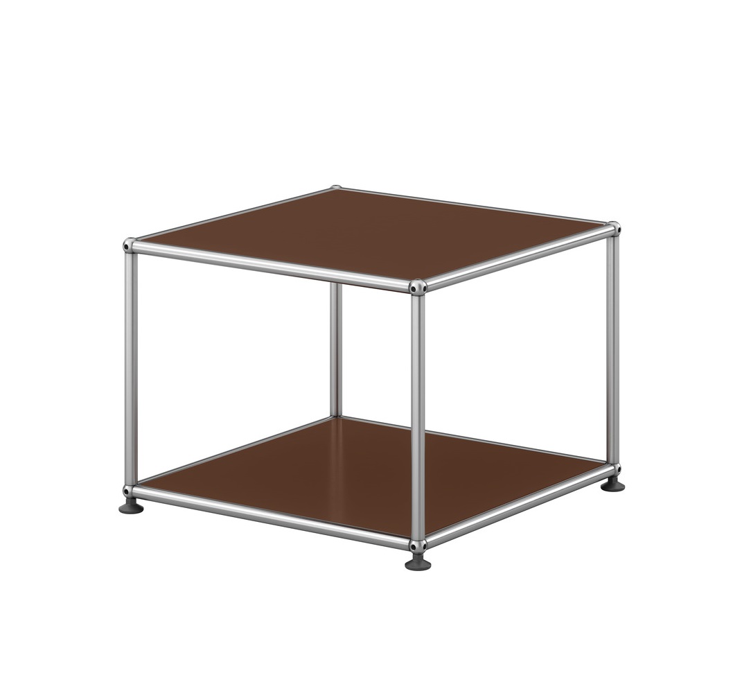 USM Haller Beistelltisch in Braun mit offenem Design, modulare Möbel für Wohnzimmer und Büro.