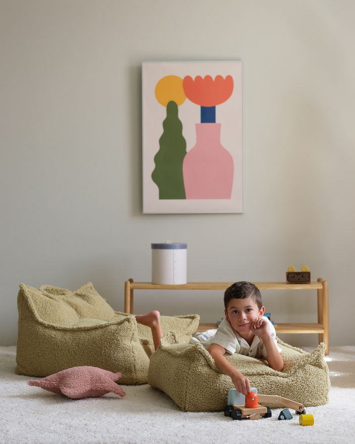 Kindersitzsack Sessel Teddystoff Matcha Wigiwama