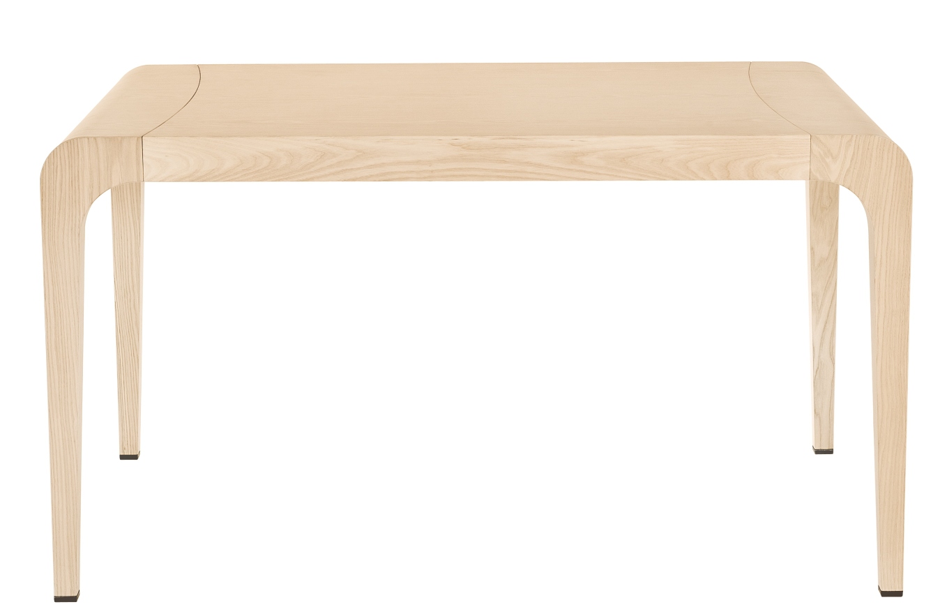 Heller Holz Esstisch, Ilvolo Tisch ähnlich, mit abgerundeten Ecken und vier Beinen.