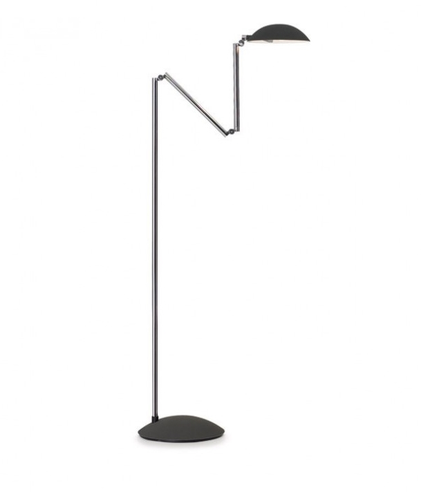Orbis Stehleuchte von ClassiCon mit verstellbarem Arm und schwarzem Lampenschirm. Moderne Bodenleuchte.