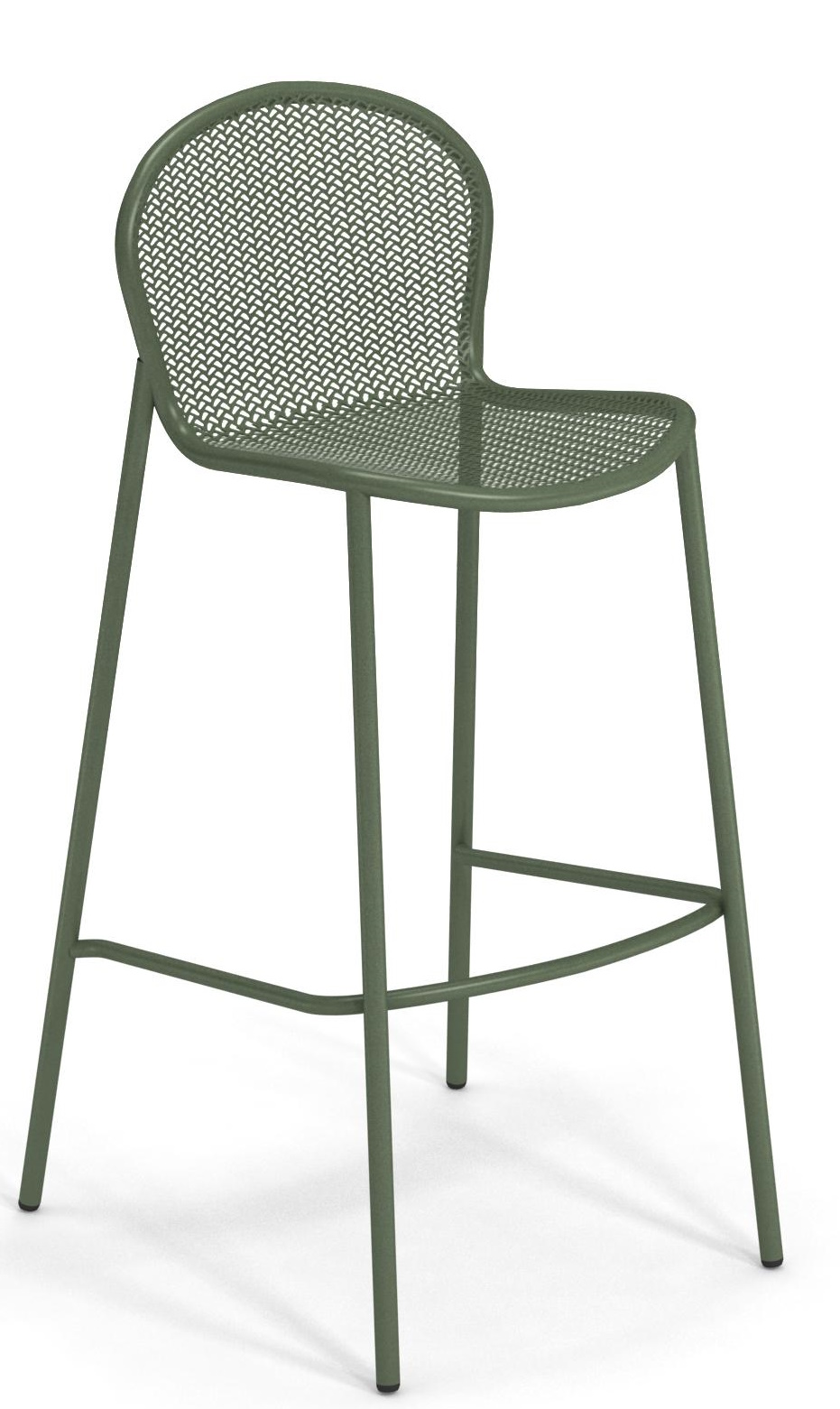 Grüner Ronda Barhocker von Emu aus Metallgeflecht für den Außenbereich, Seitenansicht.