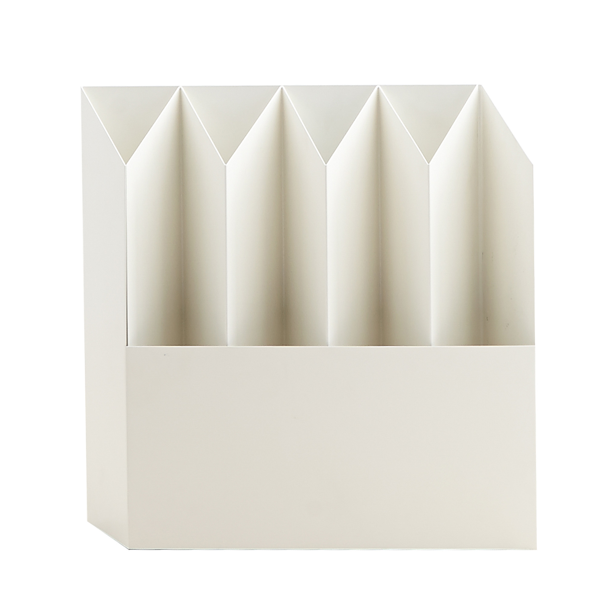 Weißer Kant Schirmständer von Mox mit fünf Fächern zur Aufbewahrung von Regenschirmen.