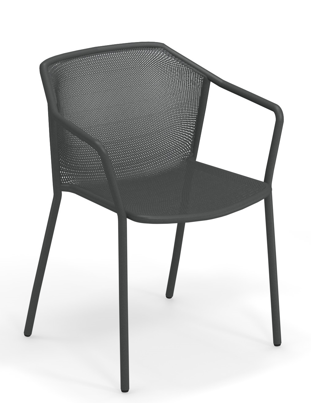 Emu Darwin Armlehnenstuhl in Antik Eisen: Moderner Metallstuhl für Garten und Terrasse.