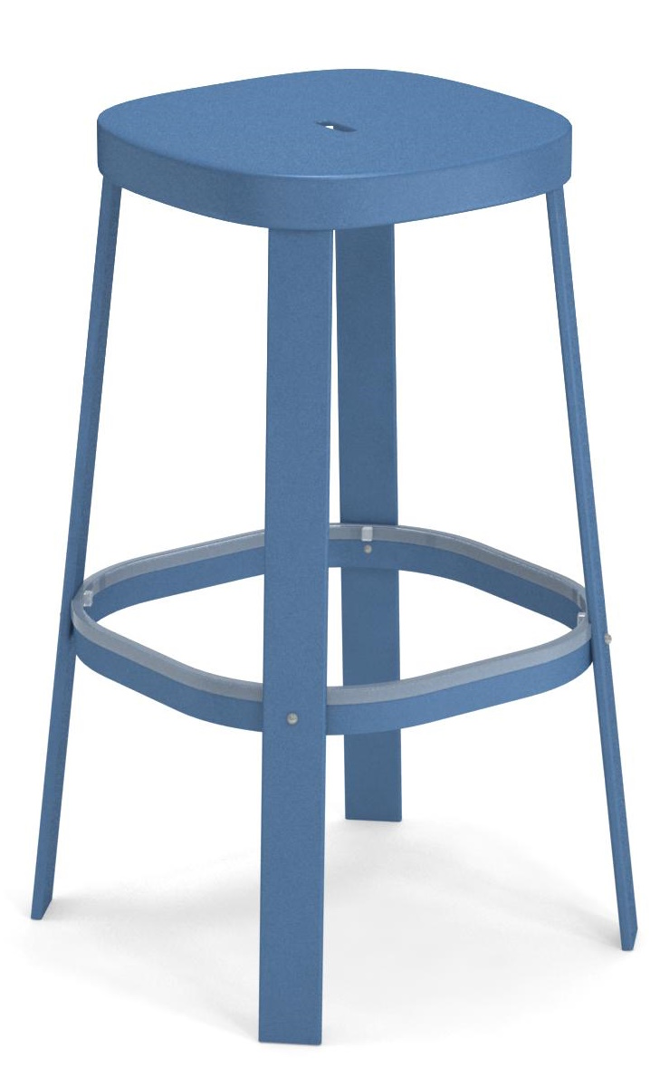 Blauer Thor Barstool Barhocker von Emu für den Außenbereich, moderner Hocker mit quadratischer Sitzfläche.