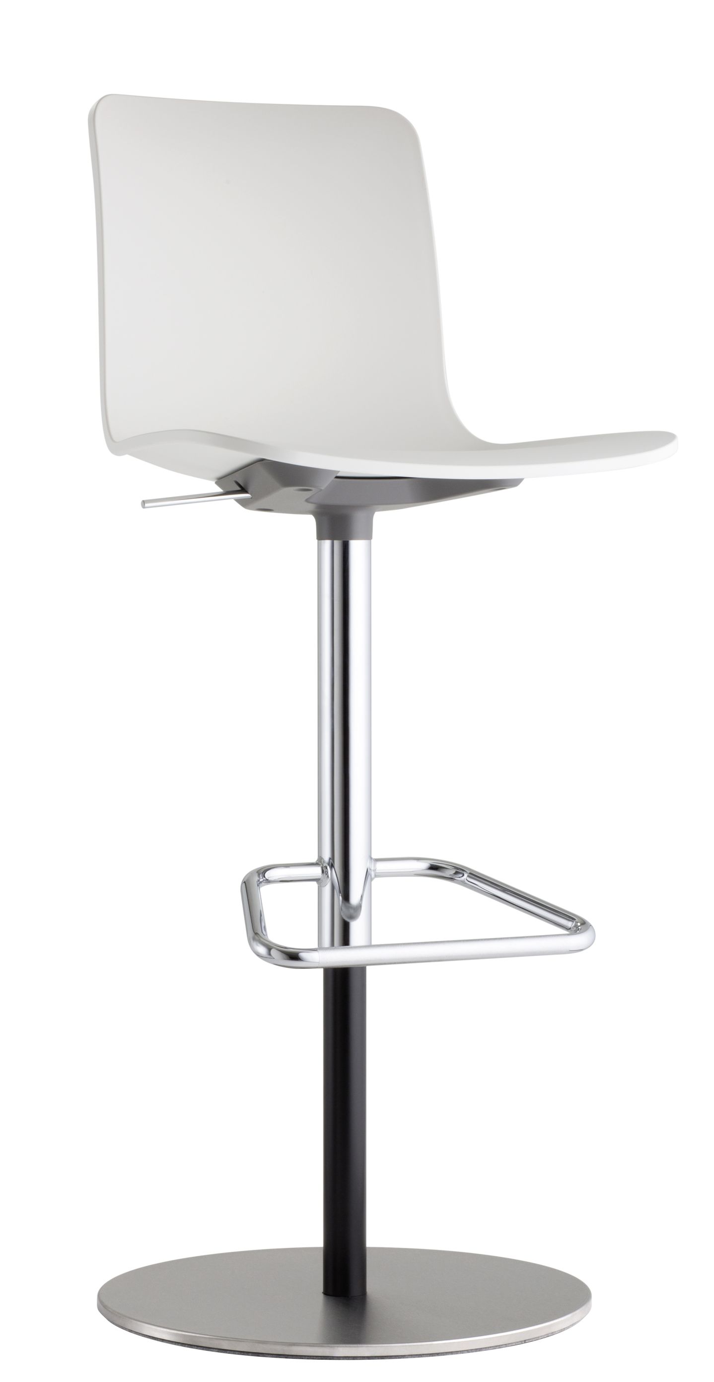 Weißer Hal Barstool Barhocker von Vitra mit Fußstütze und verchromtem Gestell.