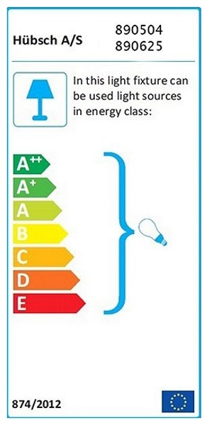 Energieeffizienzlabel für Hübsch Lampe: A++ bis E, Informationen zur passenden Leuchtmittel-Energieklasse.