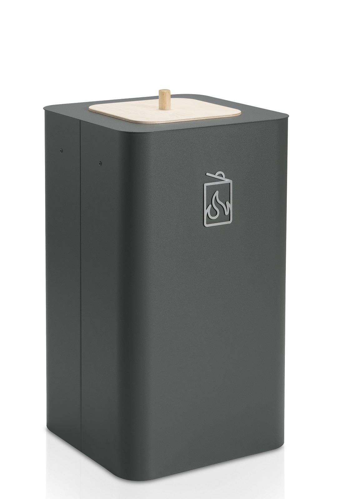 Arkad Bin Mülleimer für Mülltrennung, dunkelgrau mit Holzdeckel, ideal für Büro und Zuhause.