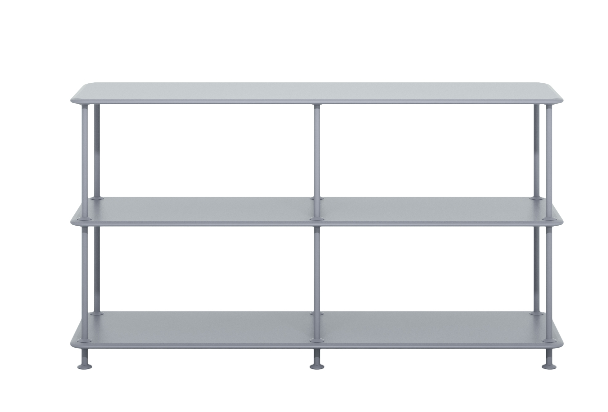 Graues Montana Free Regal mit drei Fächern, modernes Design für Wohnzimmer und Büro.