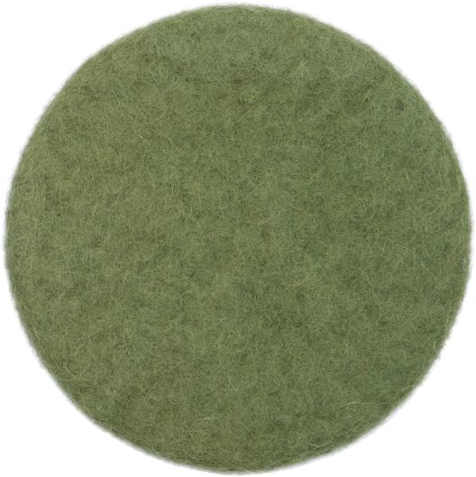 Grüner, runder Filzteppich von myfelt, Durchmesser 160 cm, Detailaufnahme der Filzstruktur.