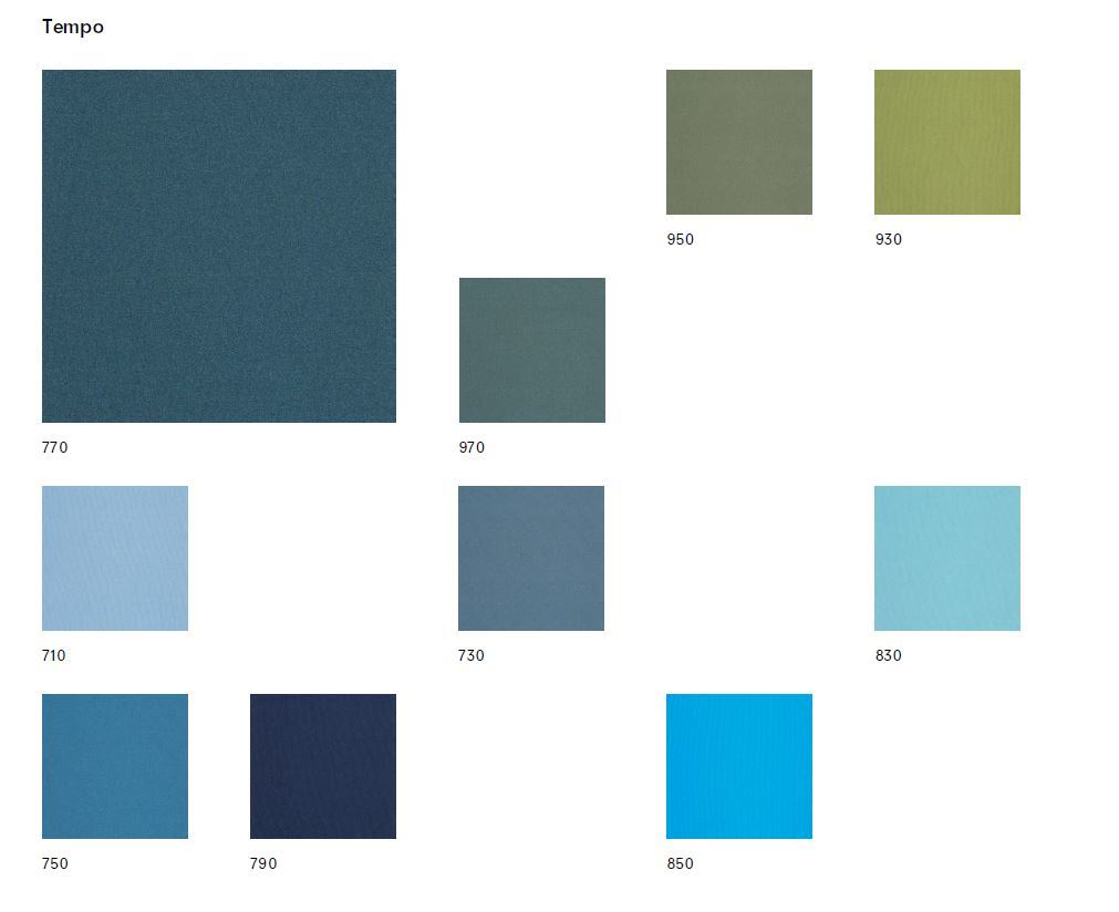 Stoffmusterkarte Tempo von Kvadrat: Verschiedene Farbvarianten des Polsterstoffes als Stoffmuster zur Auswahl.