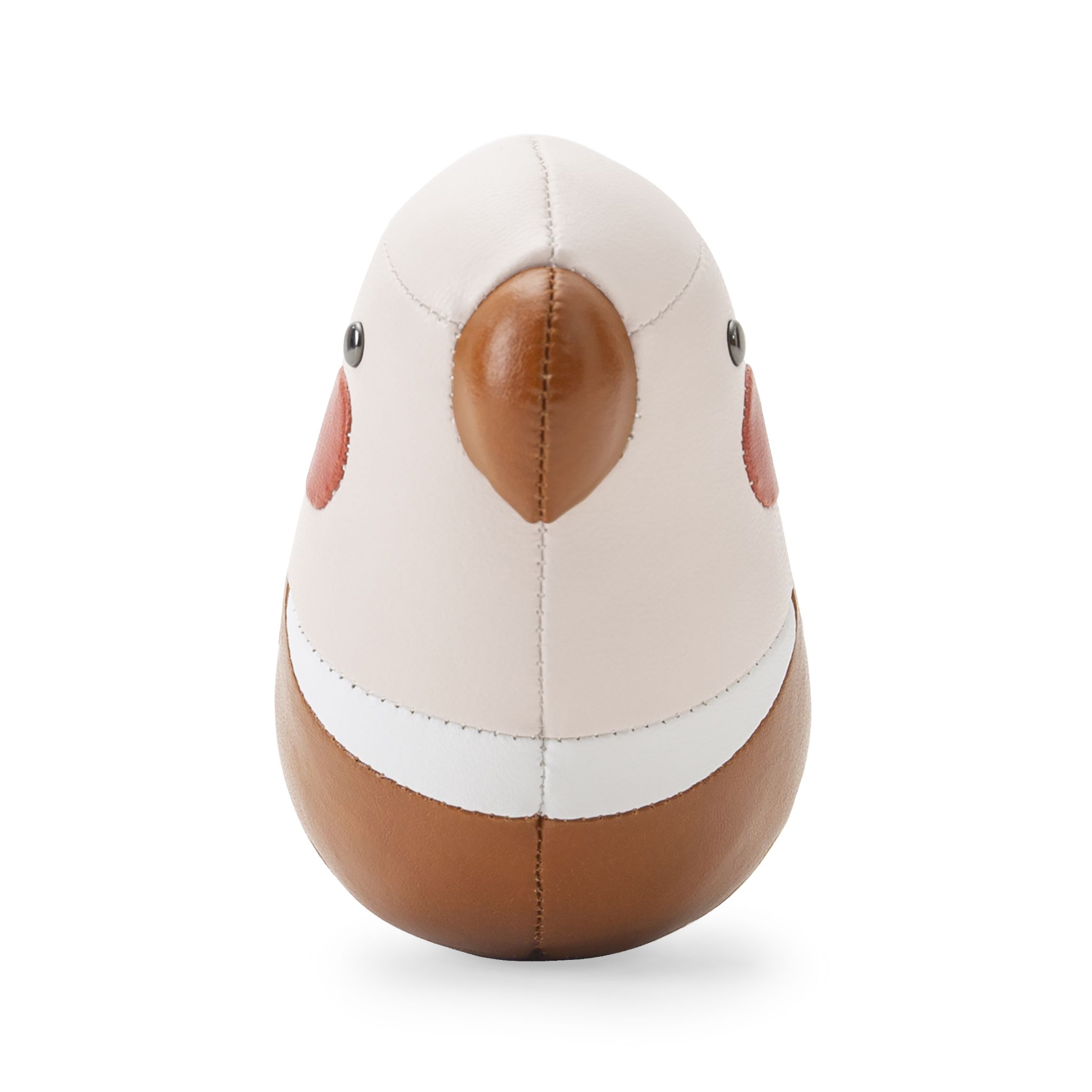 Briefbeschwerer in Nymphensittich-Form von Züny, tan und weizenfarben, aus Kunstleder.