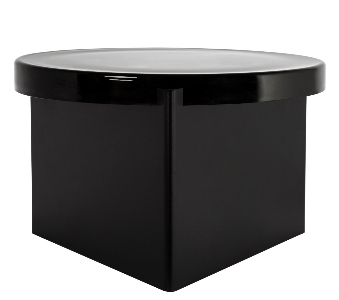 Schwarzer Alwa Couchtisch mit runder Tischplatte, modernes Design für Wohnzimmer.