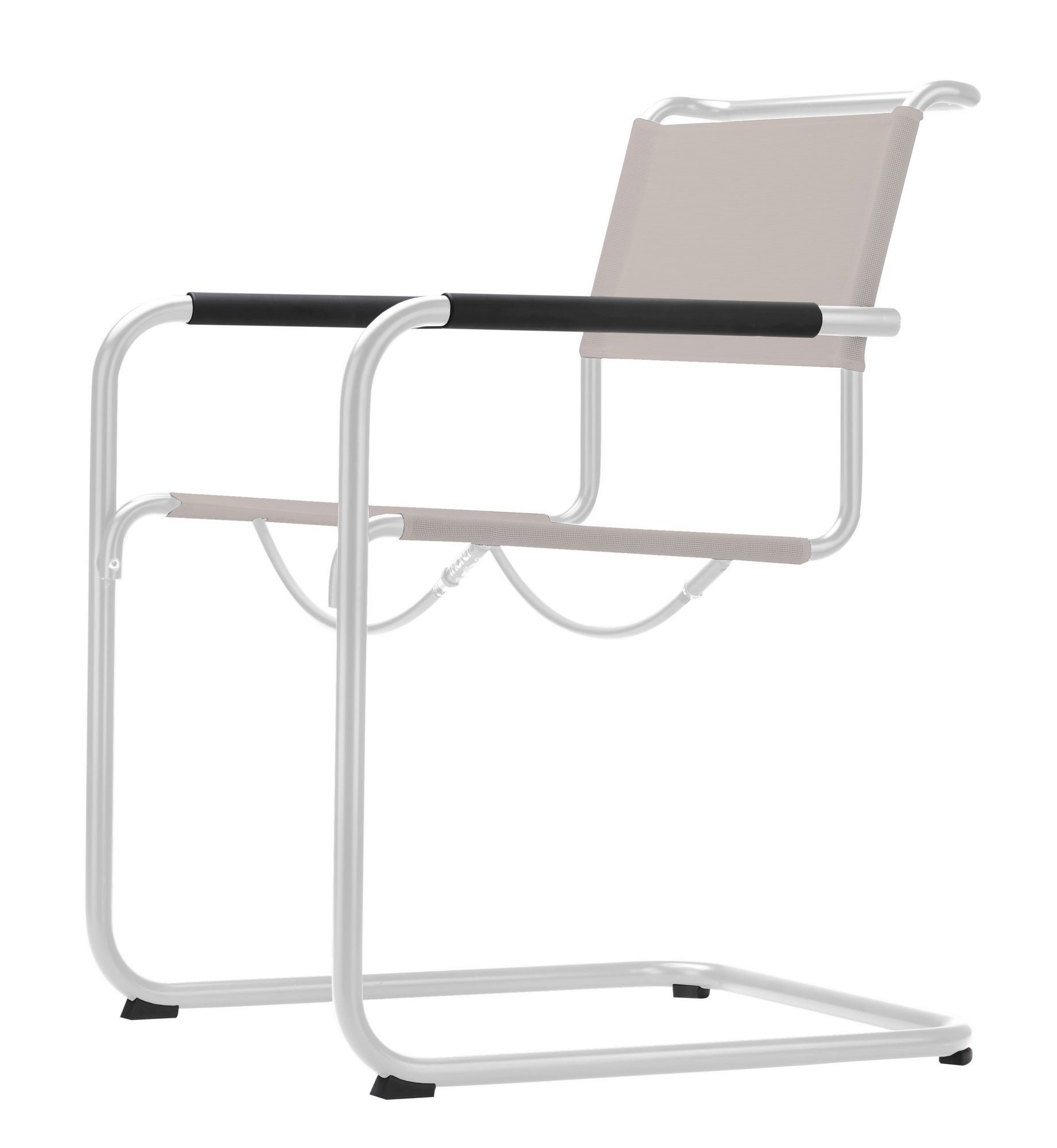 Weißer Thonet Freischwinger S 34 N für den Außenbereich, moderner Gartenstuhl mit Stahlrohrgestell.