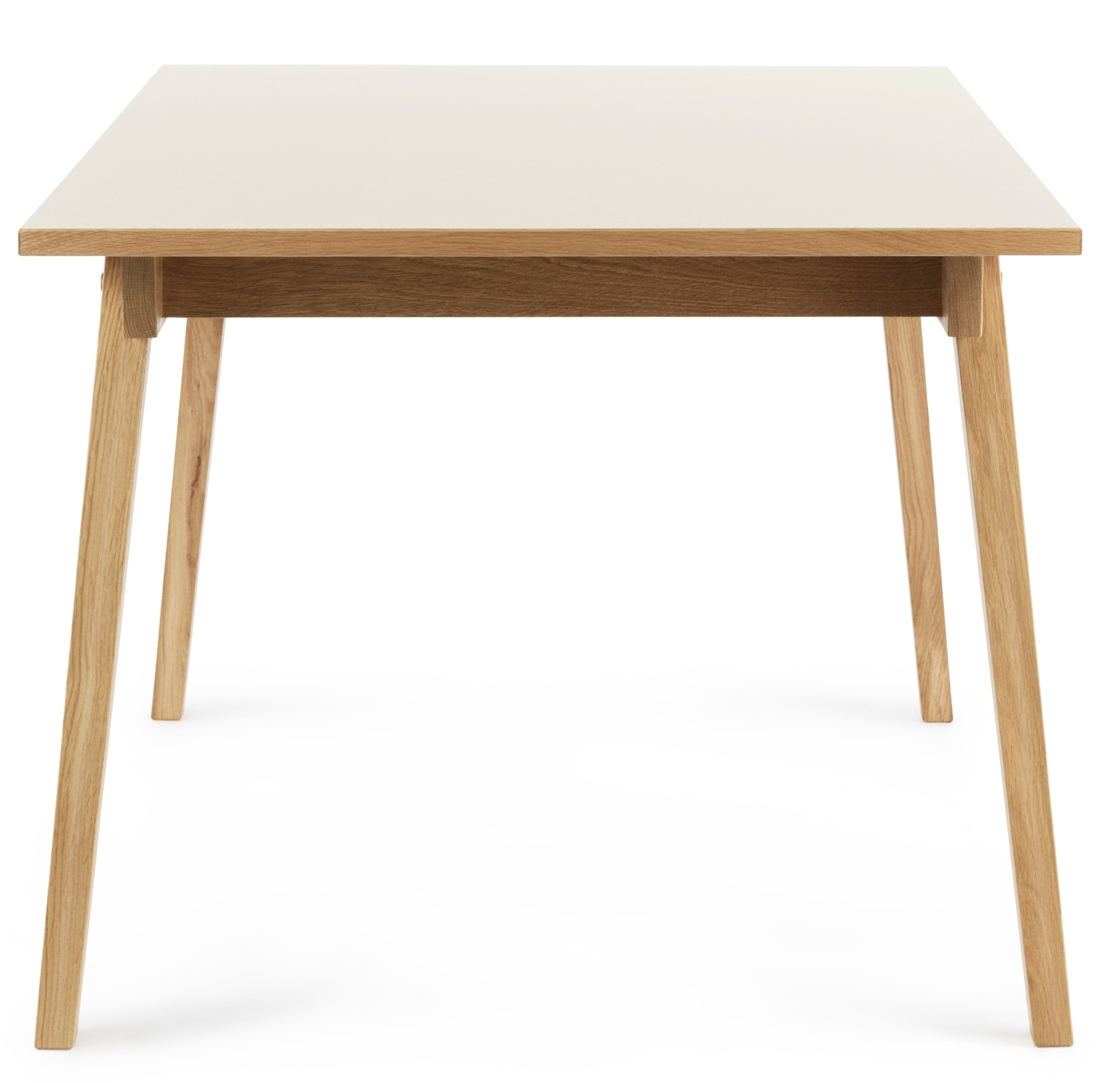 Slice Tisch von Normann Copenhagen: Rechteckiger Esstisch mit Linoleumplatte und Holzbeinen.