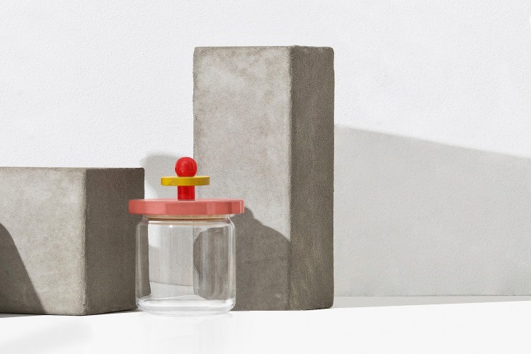 Küchendose ES16/75 H 17 cm Alessi  Gelb, Schwarz und Weiß EINZELSTÜCK