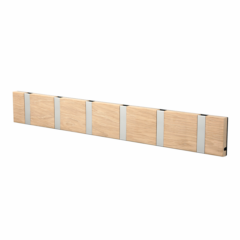 Knax Wandgarderobe mit 6 Haken in Loca-Holzoptik, eine moderne und platzsparende Garderobenlösung.