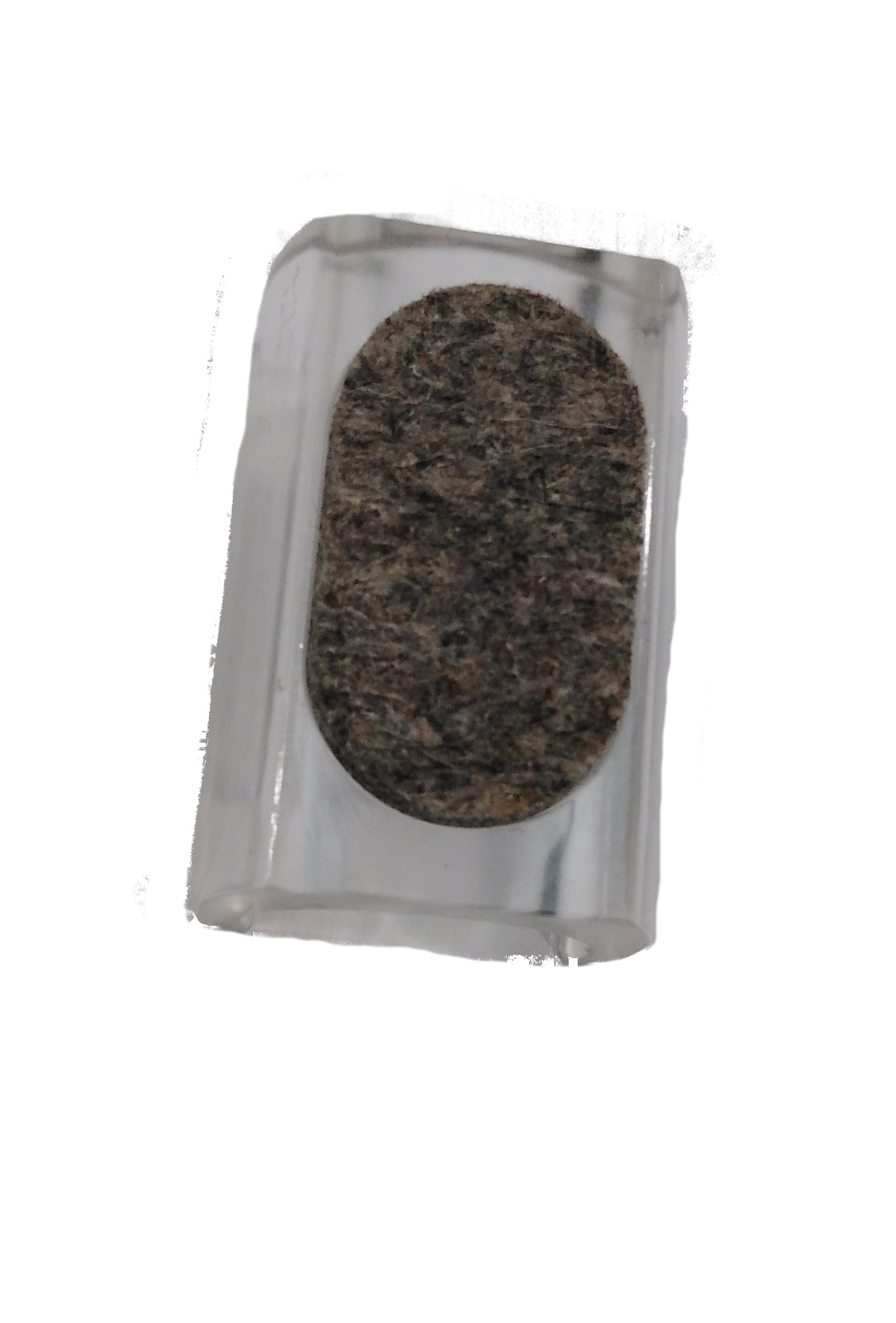 Kufengleiter für Kragstühle mit Rundrohr und Filzgleiter, Detailansicht. Möbelgleiter für Tecta Stühle.