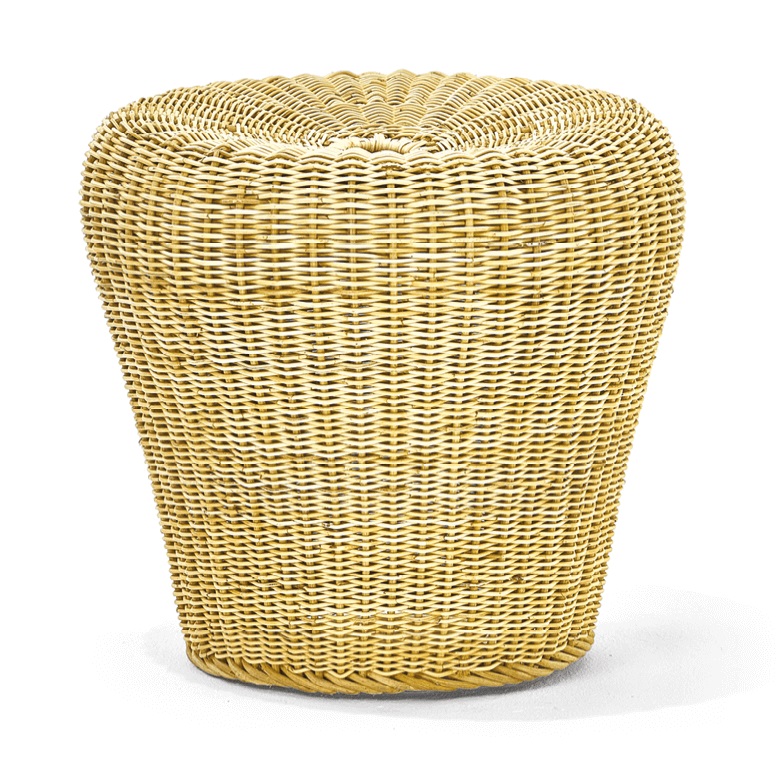 E 14 Rattanhocker von Richard Lampert: Handgeflochtener, runder Hocker aus Rattan, vielseitig einsetzbar.