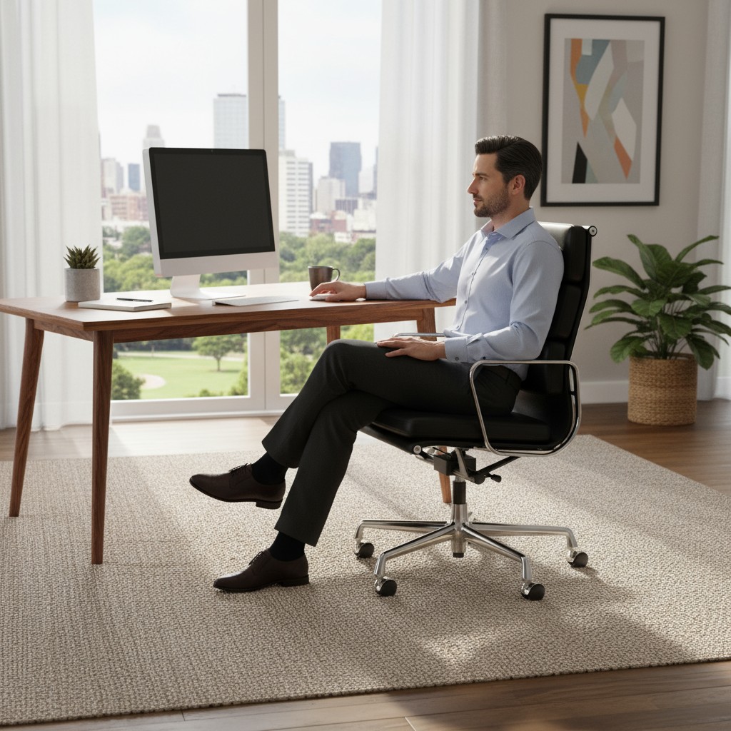 Soft Pad Chair EA219 / EA 219 VERCHROMT / LEDER NERO Sessel Vitra EINZELSTÜCK