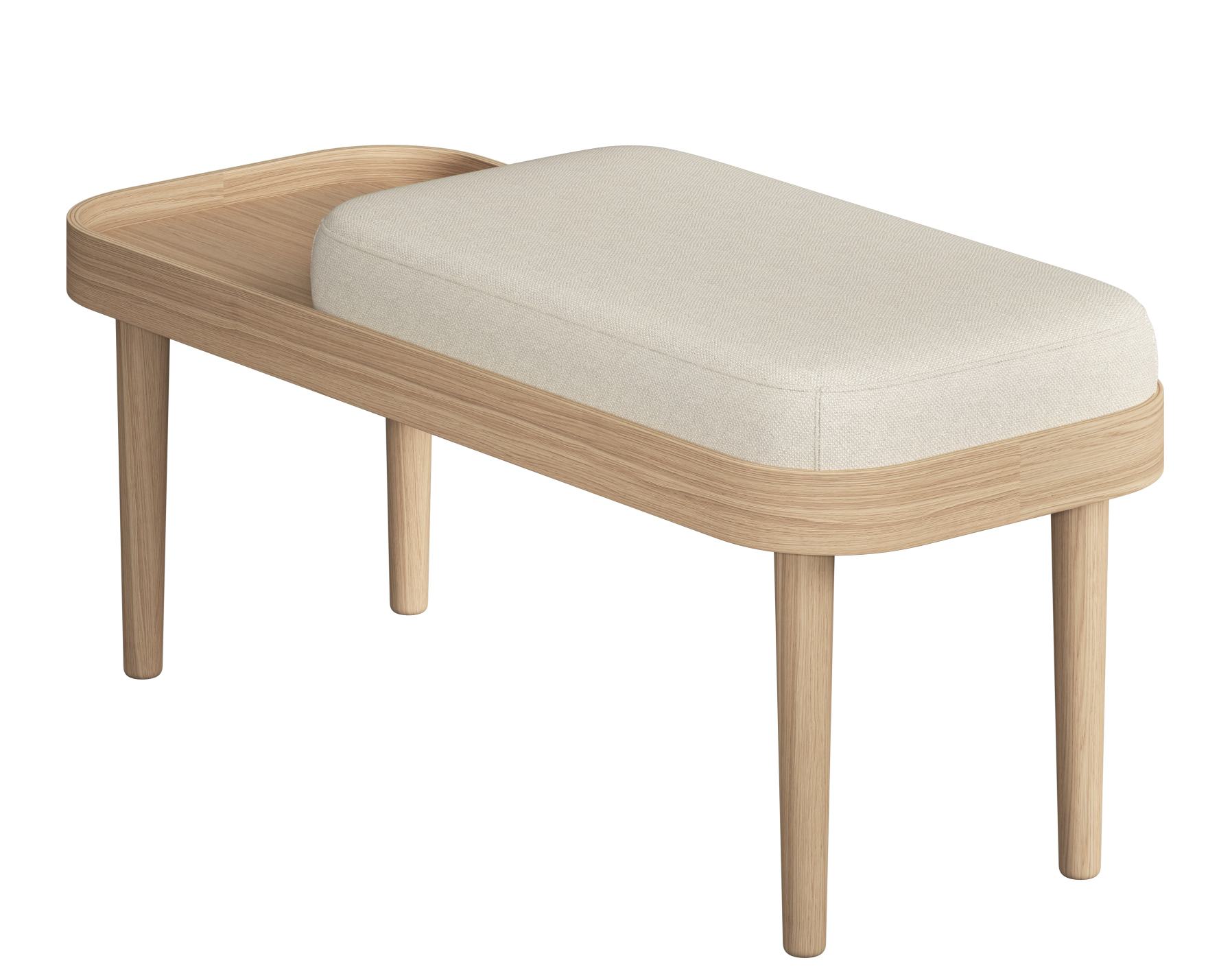 Serena Bank Eiche natur mit Sweet Vanilla Polsterung. Moderne Sitzbank aus Holz.