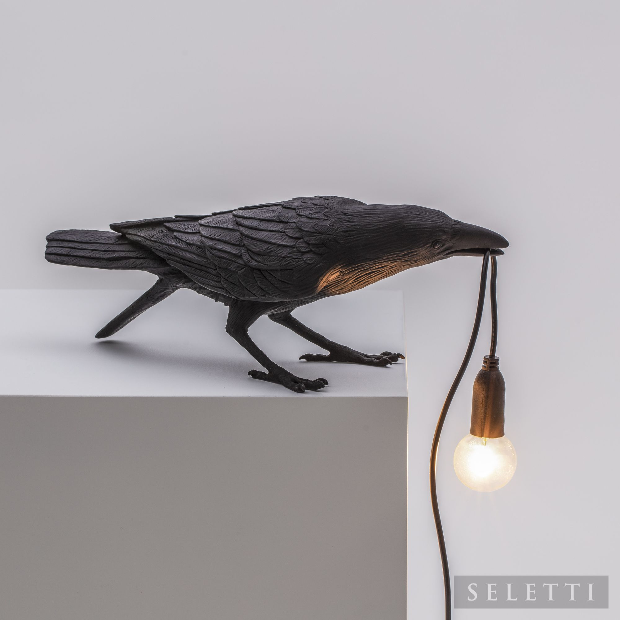 Bird Lamp Playing black Leuchte Seletti