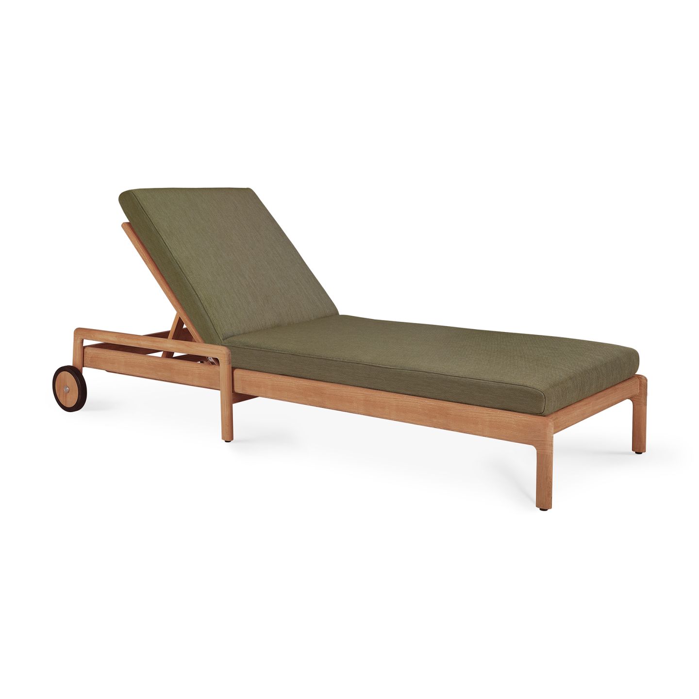 Jack Outdoor verstellbare Liege Teak Kissen grüner Stoff Ethnicraft