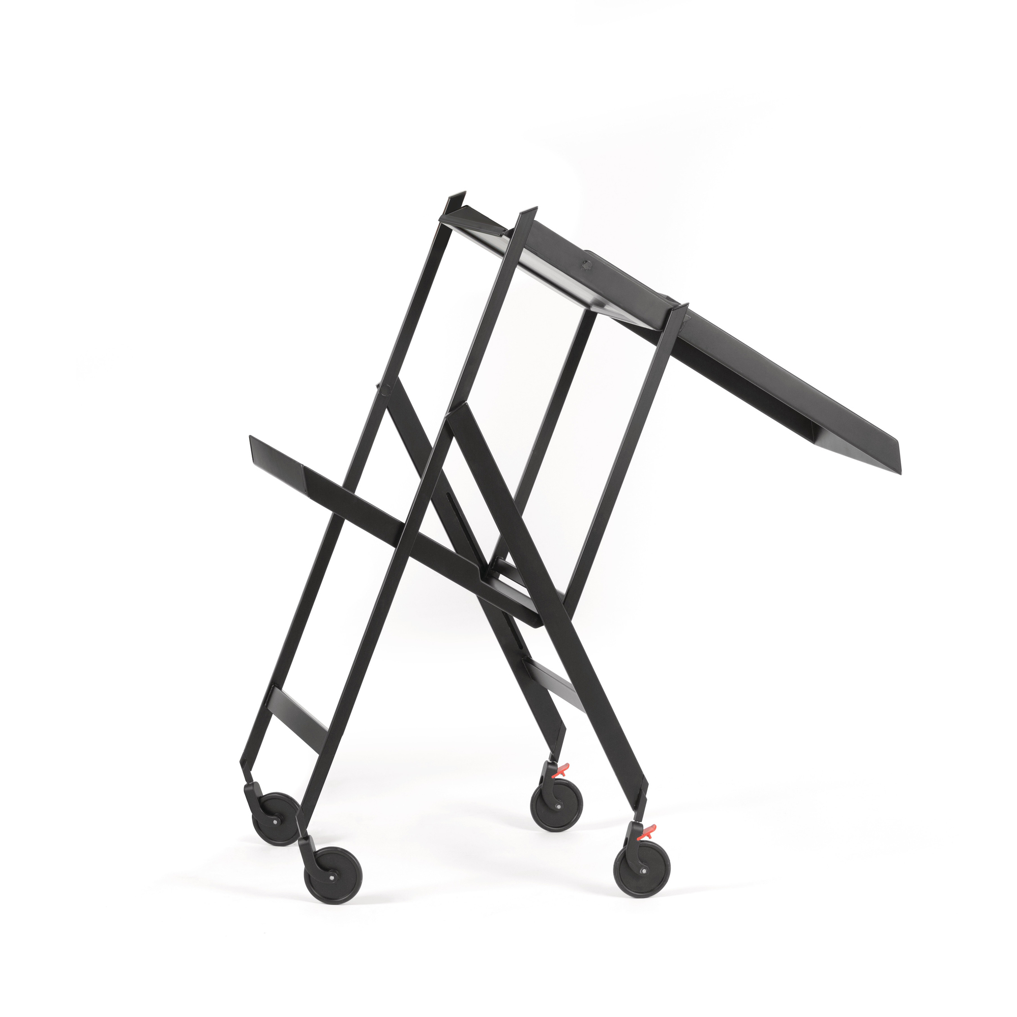 Schwarzer RS11 Servierwagen von Alessi, ein Design-Einzelstück mit Rollen, ideal für Küche und Wohnbereich.