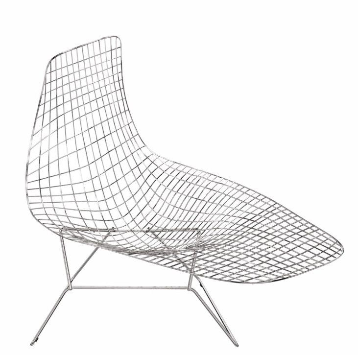 Bertoia Liegesessel von Knoll International aus verchromtem Drahtgeflecht, moderner Designklassiker für Wohnzimmer und Lounge.